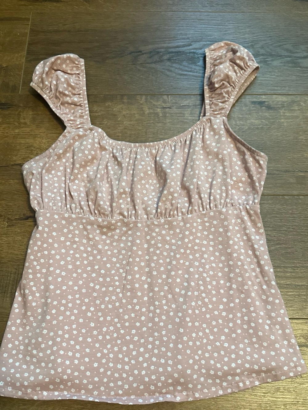 SO Dusty Rose Floral Ruffled Strap Tank Top